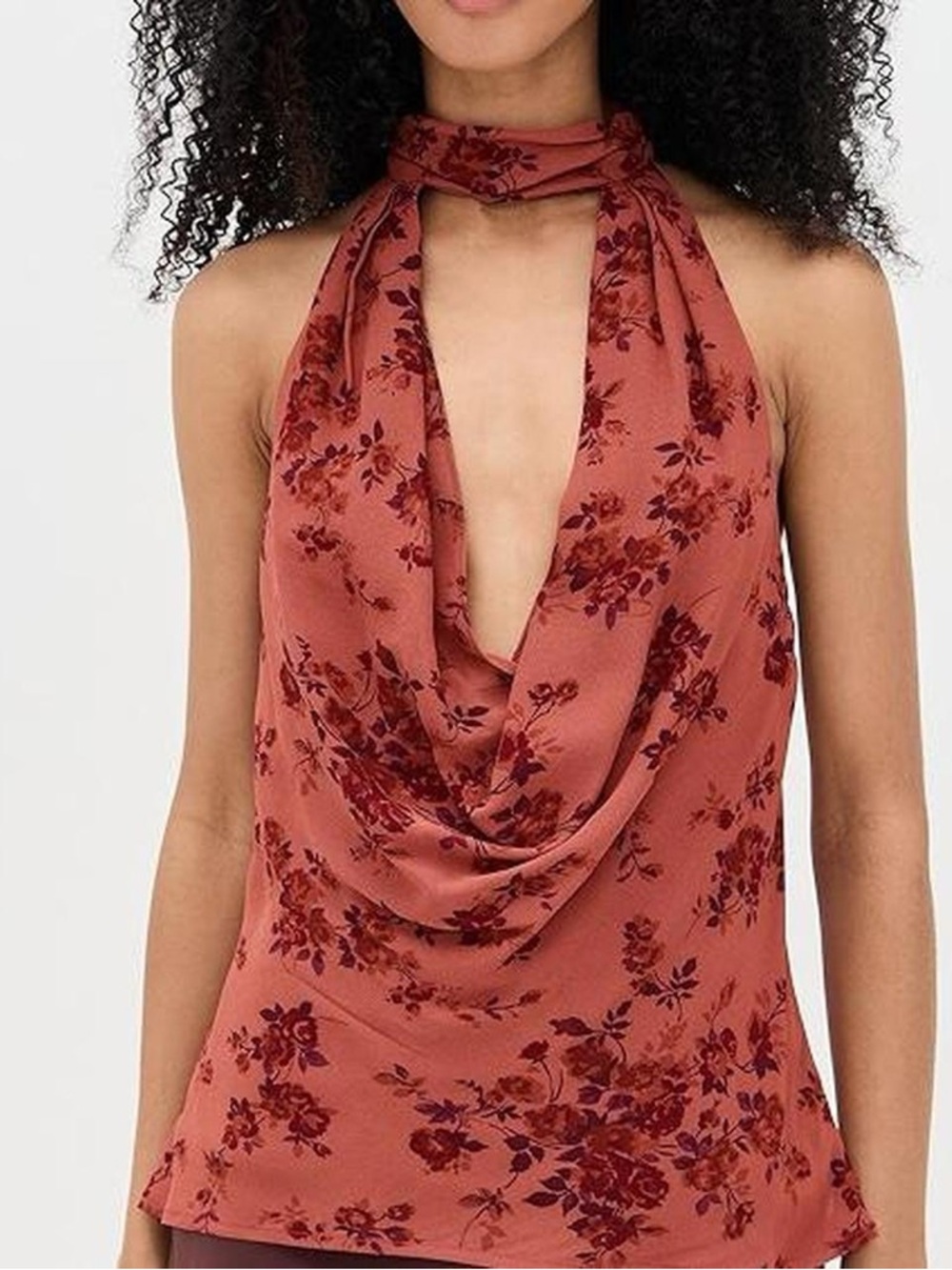 Reformation “Solara” Floral Draped Halter Top in Size 0